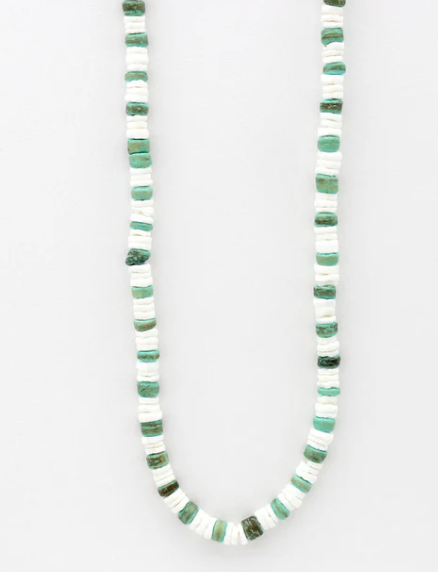 Pineapple Island Beaded Necklace - White/Green