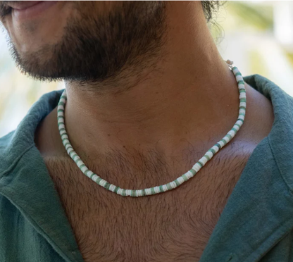 Pineapple Island Beaded Necklace - White/Green