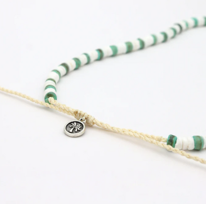 Pineapple Island Beaded Necklace - White/Green