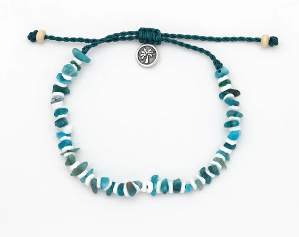 Pineapple Island Bracelet - Blue Shell Chipped Bead