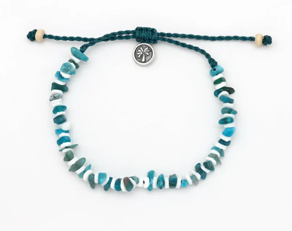 Pineapple Island Bracelet - Blue Shell Chipped Bead