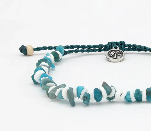 Pineapple Island Bracelet - Blue Shell Chipped Bead
