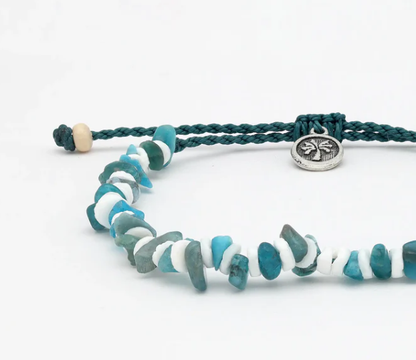 Pineapple Island Bracelet - Blue Shell Chipped Bead