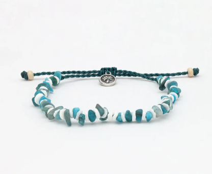 Pineapple Island Bracelet - Blue Shell Chipped Bead