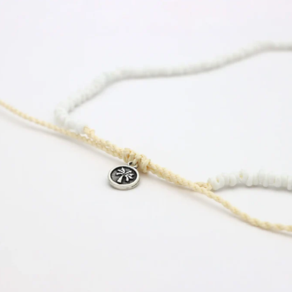 Pineapple Island Adjustable Beaded Starfish Charm Necklace - White