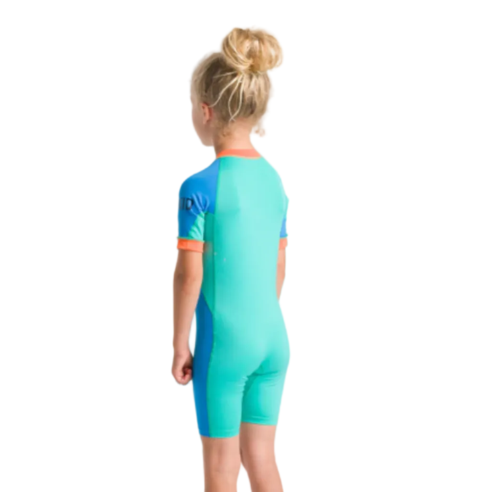 C-Skins NuWave UV Girls Shortie Sunsuit 2025 - Aqua/Orange/Green