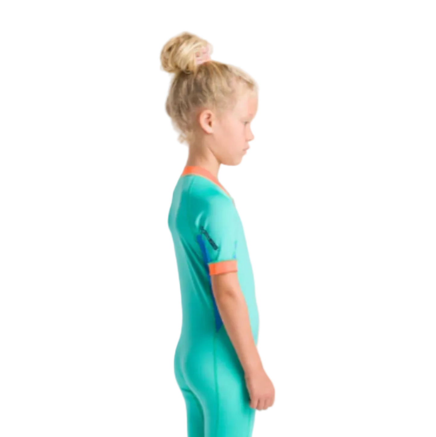 C-Skins NuWave UV Girls Shortie Sunsuit 2025 - Aqua/Orange/Green