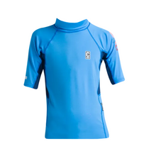 C-Skins NuWave Rash X Junior Short Sleeve Rash Vest - Cyan/Slate/Multi