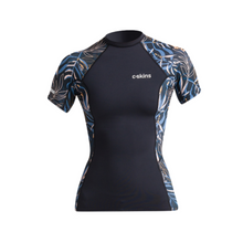 C-Skins NuWave Premium UV Womens Short Sleeve Rash Vest - Raven / Tropical