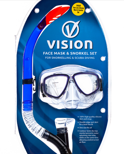 Vision Dive Adult Silicon Mask & Snorkel Set - Blue