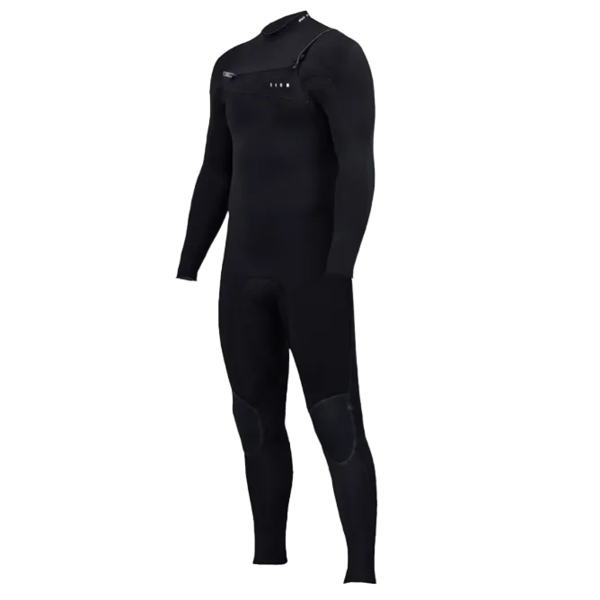 Zion Wesley 4/3mm Mens Chest Zip Summer Wetsuit  - Black