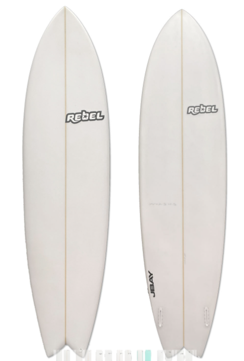 Rebel Mid Length Futures Fish Surfboard - Clear