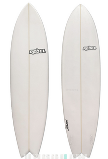 Rebel Mid Length Futures Fish Surfboard - Clear