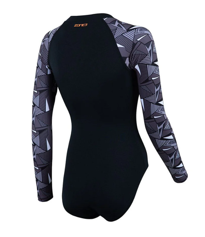 ZONE3 'OWS Renew' Women's Long Sleeve Swimsuit - Black/White