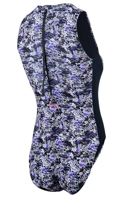 ZONE3 High Neck Women's Swim Costume - Pacific Koa