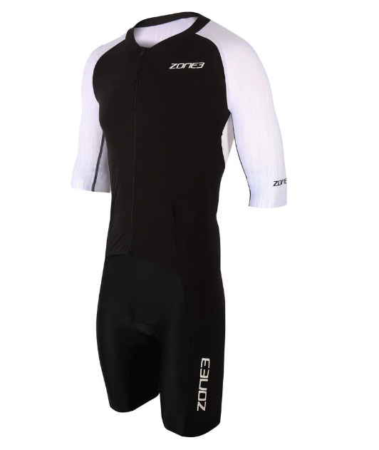 Zone 3 Lava Mens Long Distance Full Zip Short Sleeve Aero Suit - Black/White