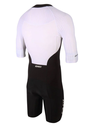 ZONE3 Lava Men's Long Distance Full Zip Short Sleeve Aero Suit - Black/White
