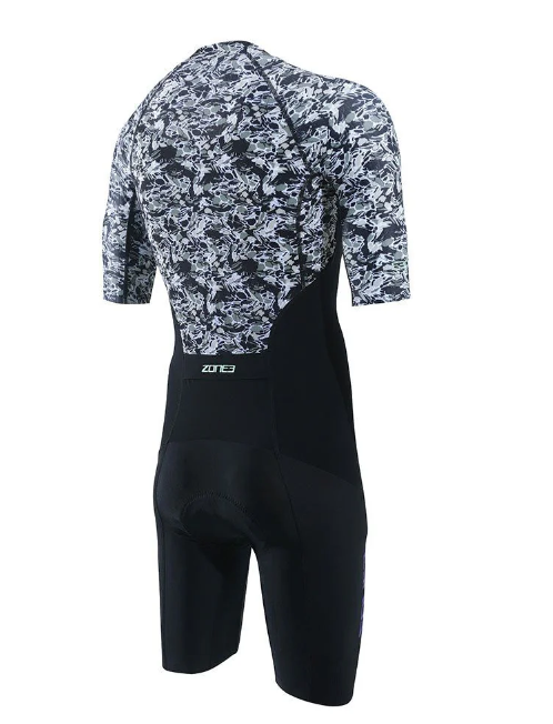 ZONE3 Lava Men's Long Distance Short Sleeve Aero Trisuit - Black/Khaki