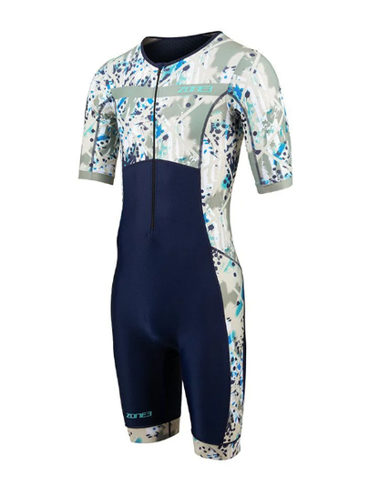 ZONE 3 Activate+ Revolution II Mens Short Sleeve Trisuit - Navy/Sand