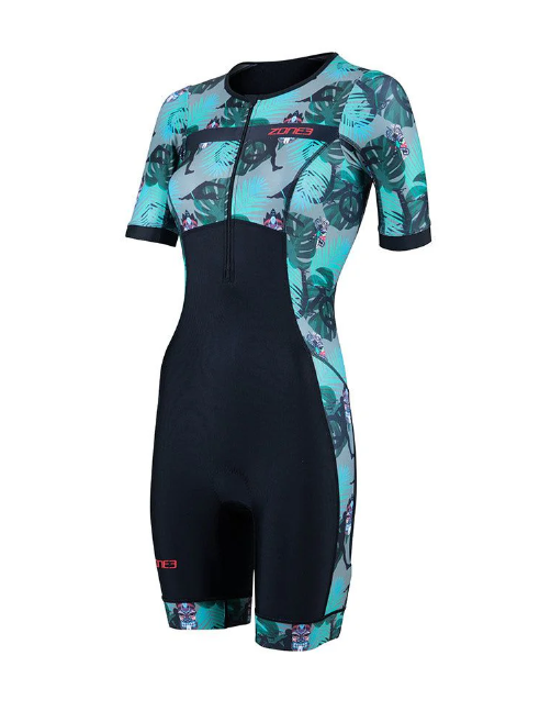 ZONE3 Activate+ Momentum II  Womens Short Sleeve Trisuit - Black/Green