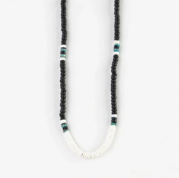 Pineapple Island Marley Surf Bead Necklace - Black/White