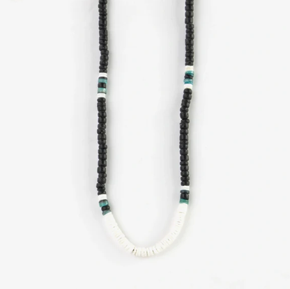 Pineapple Island Marley Surf Bead Necklace - Black/White