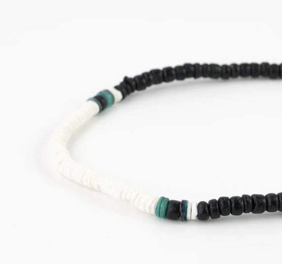 Pineapple Island Marley Surf Bead Necklace - Black/White