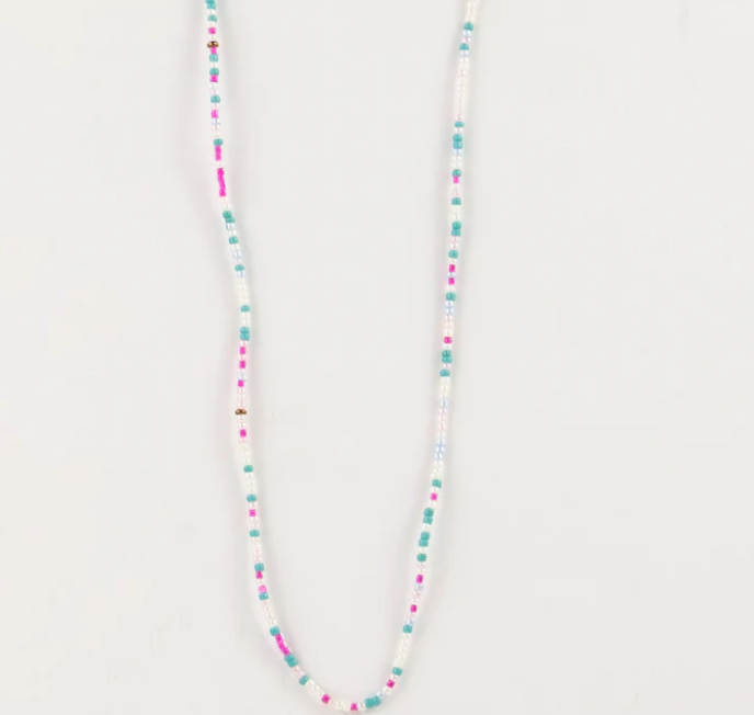 Pineapple Island Alila Dainty Beaded Choker Necklace - Blue
