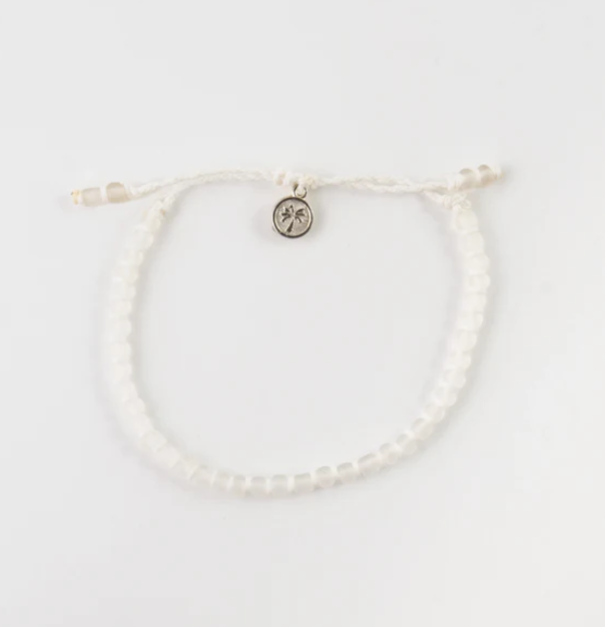 Pineapple Marley Glass Beaded Bracelet - White