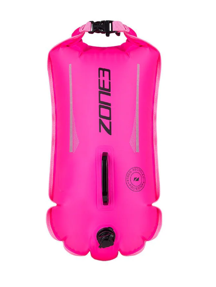Zone 3 Recycled 28L Swim Safety Buoy/Dry Bag - Hi-Vis Pink