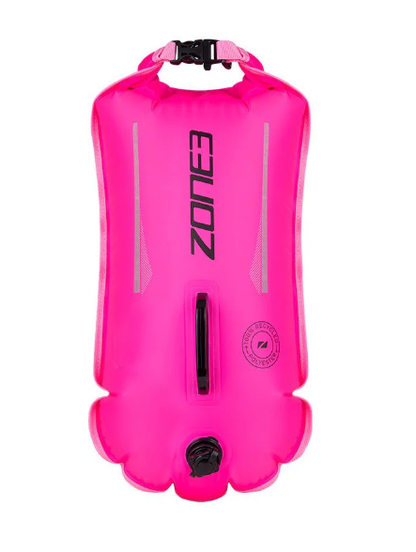 Zone 3 Recycled 28L Swim Safety Buoy/Dry Bag - Hi-Vis Pink