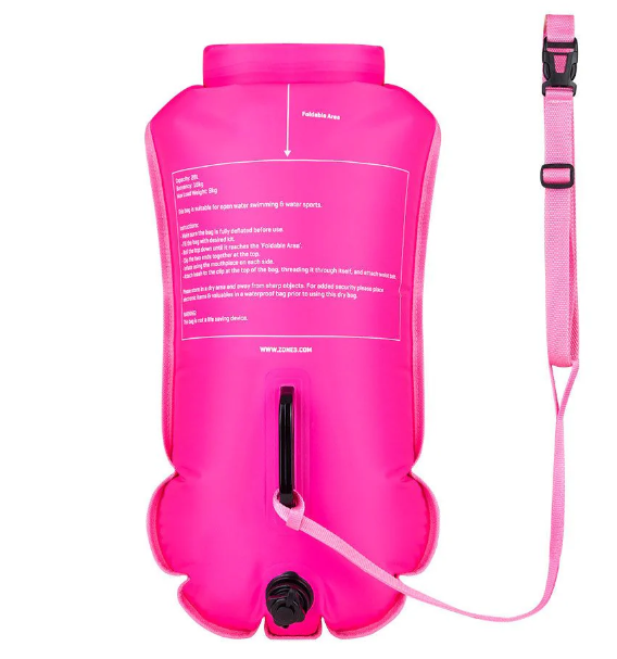 ZONE3 Recycled 28L Swim Safety Buoy/Dry Bag - Hi-Vis Pink