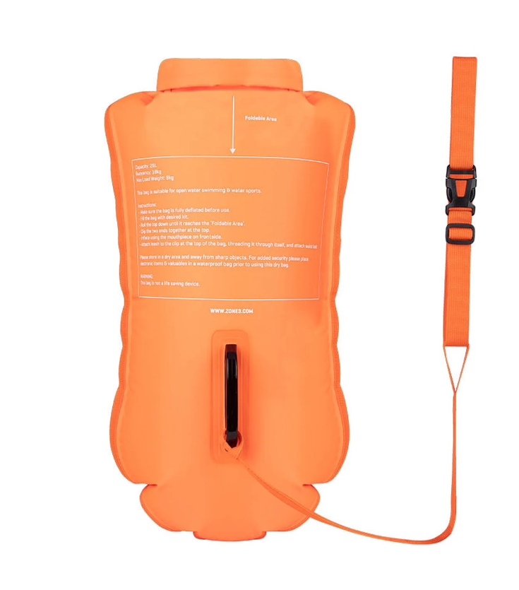 ZONE3 Recycled 2 LED Light 28L Dry Bag Buoy·¨® - Hi-Vis Orange