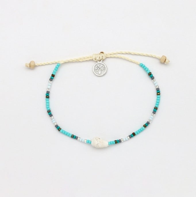 Pineapple Island Small Bead Shell Bracelet - Blue