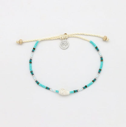Pineapple Island Small Bead Shell Bracelet - Blue