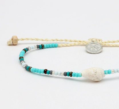 Pineapple Island Small Bead Shell Bracelet - Blue