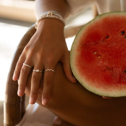 Pineapple Island Ripple Wave Ring - Silver