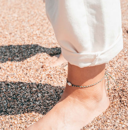 Pineapple Island Bora Freshwater Pearl Surf Anklet - Black