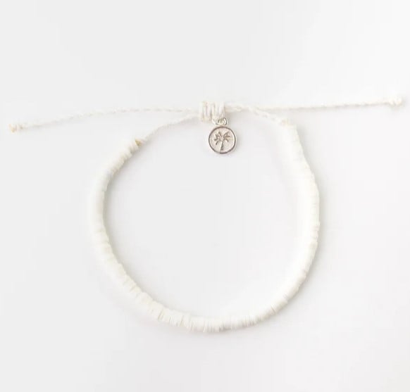 Pineapple Island Cossie Clay Disc Anklet - Pure White