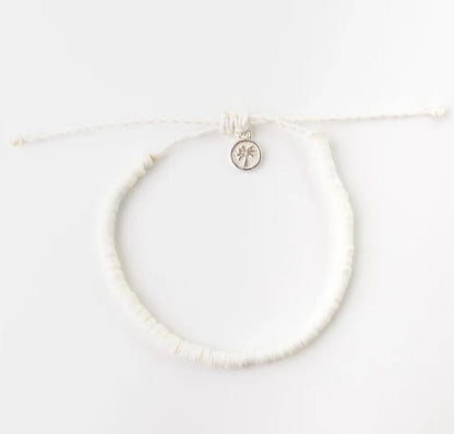 Pineapple Island Cossie Clay Disc Anklet - Pure White