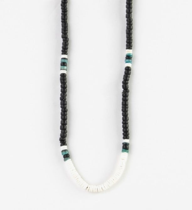 Pineapple Island Surfer Girl Handmade Bead Necklace - Black/White