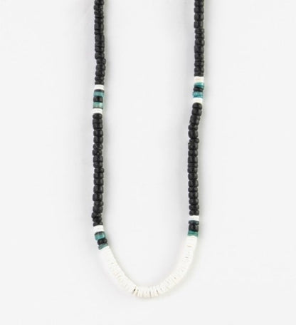 Pineapple Island Surfer Girl Handmade Bead Necklace - Black/White
