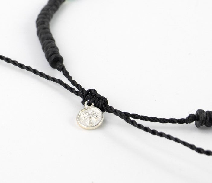 Pineapple Island Surfer Girl Handmade Bead Necklace - Black/White
