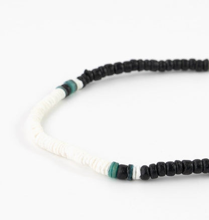 Pineapple Island Surfer Girl Handmade Bead Necklace - Black/White
