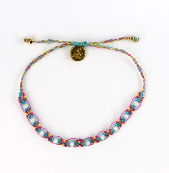 Pineapple Island Vermelha Surf Anklet - Aqua/Pink