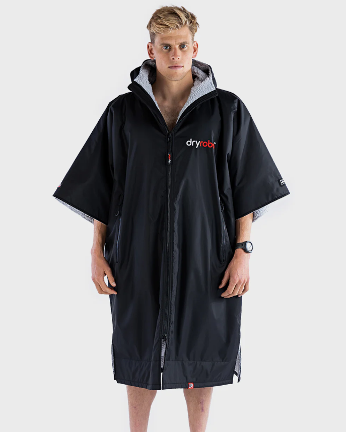 Dryrobe Advance Short Sleeve Changing Robe - Black / Grey