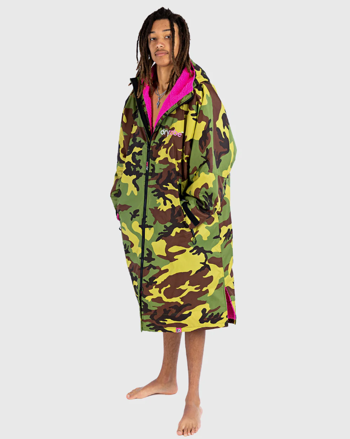 Dryrobe Advance Long Sleeve Changing Robe - Camo / Pink