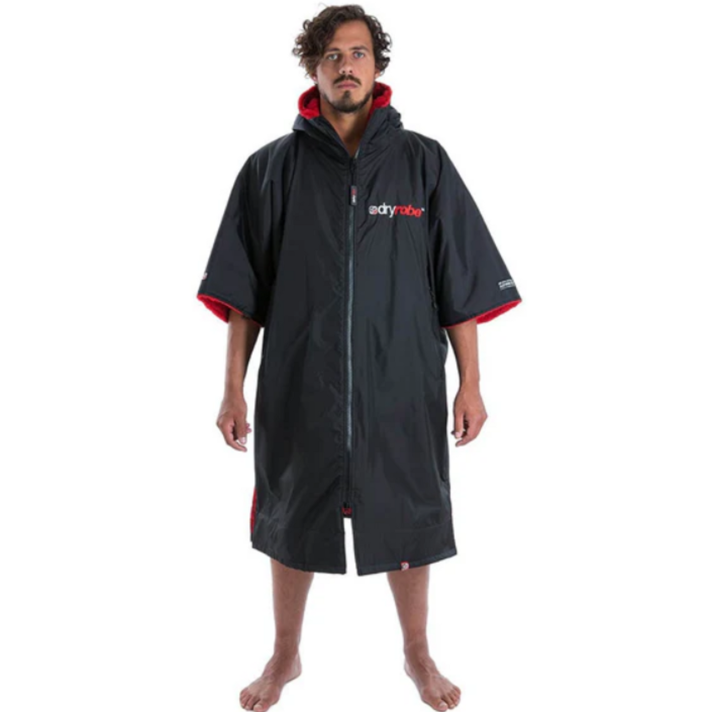 Dryrobe Advance Short Sleeve Changing Robe - Large - Black / Red