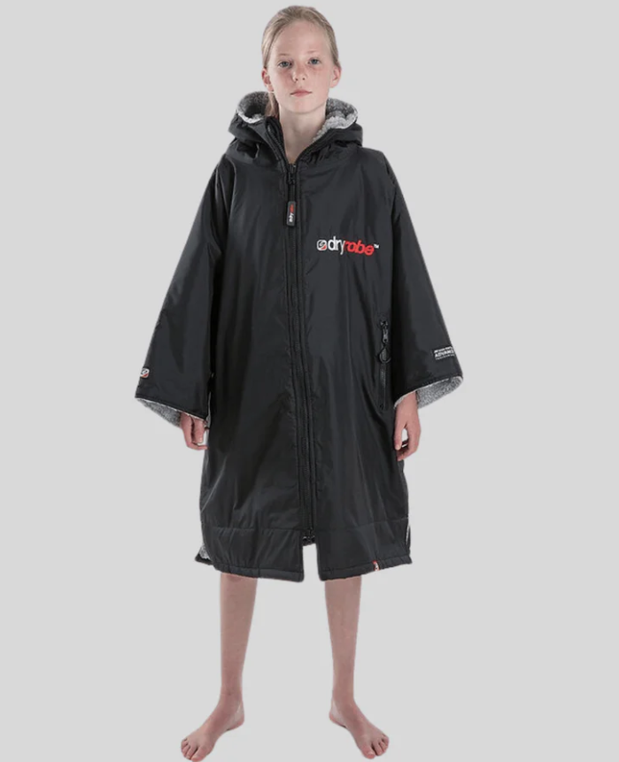 Dryrobe Advance Kids Short Sleeve in Black/Grey - Age 10-13