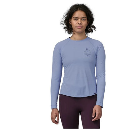 Patagonia Long-Sleeved Women's Cap Cool Trail Shirt - Walk Your Path: Pale Periwinkle